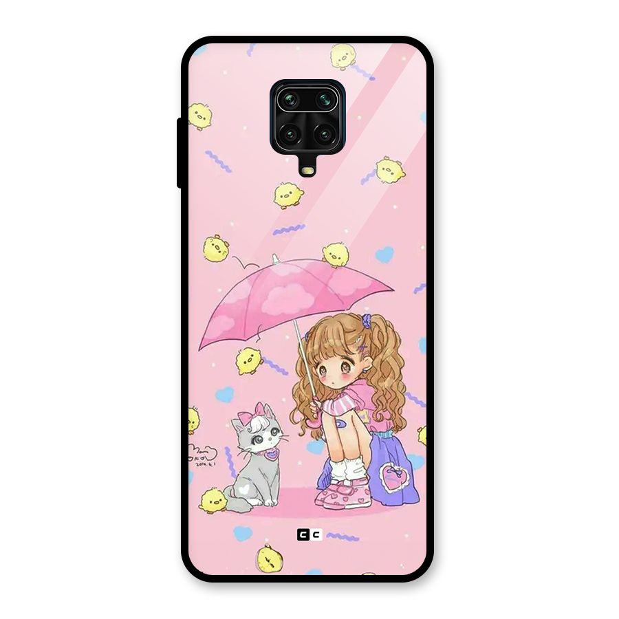 Girl With Cat Glass Back Case for Poco M2 Pro