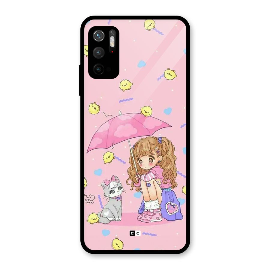 Girl With Cat Glass Back Case for Poco M3 Pro 5G