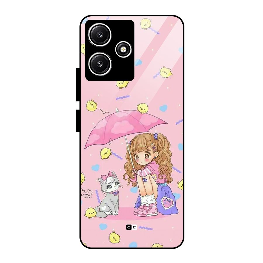 Girl With Cat Glass Back Case for Poco M6 Pro