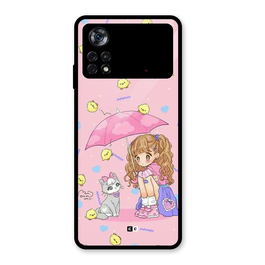 Girl With Cat Glass Back Case for Poco X4 Pro 5G