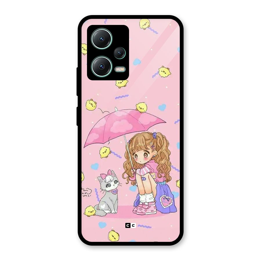 Girl With Cat Glass Back Case for Poco X5