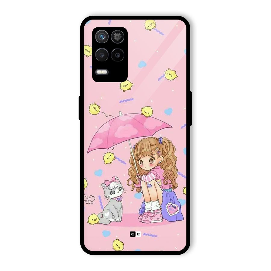 Girl With Cat Glass Back Case for Realme 8 5G