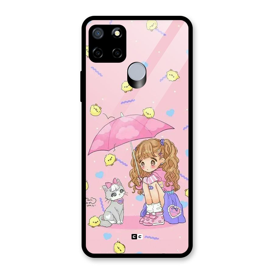 Girl With Cat Glass Back Case for Realme C12