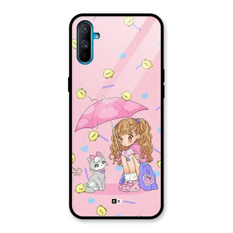 Girl With Cat Glass Back Case for Realme C3
