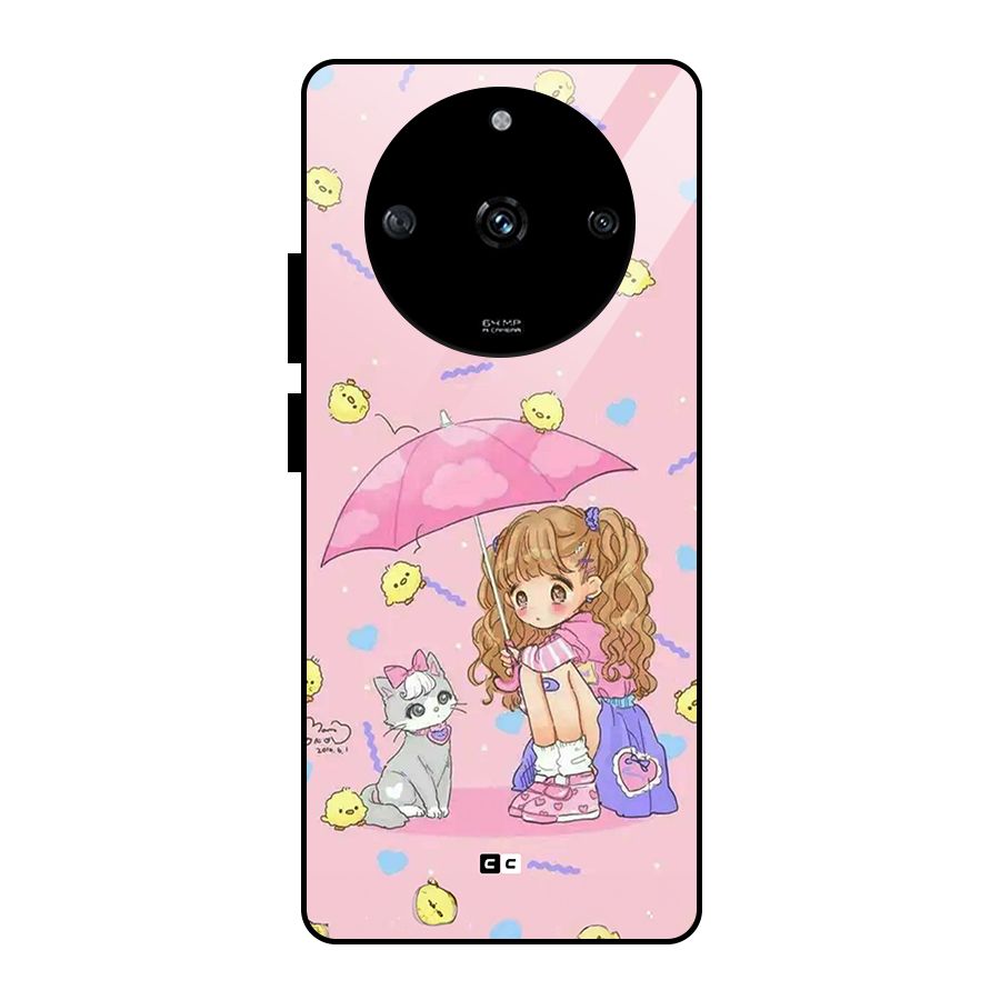 Girl With Cat Glass Back Case for Realme Narzo 60 5G