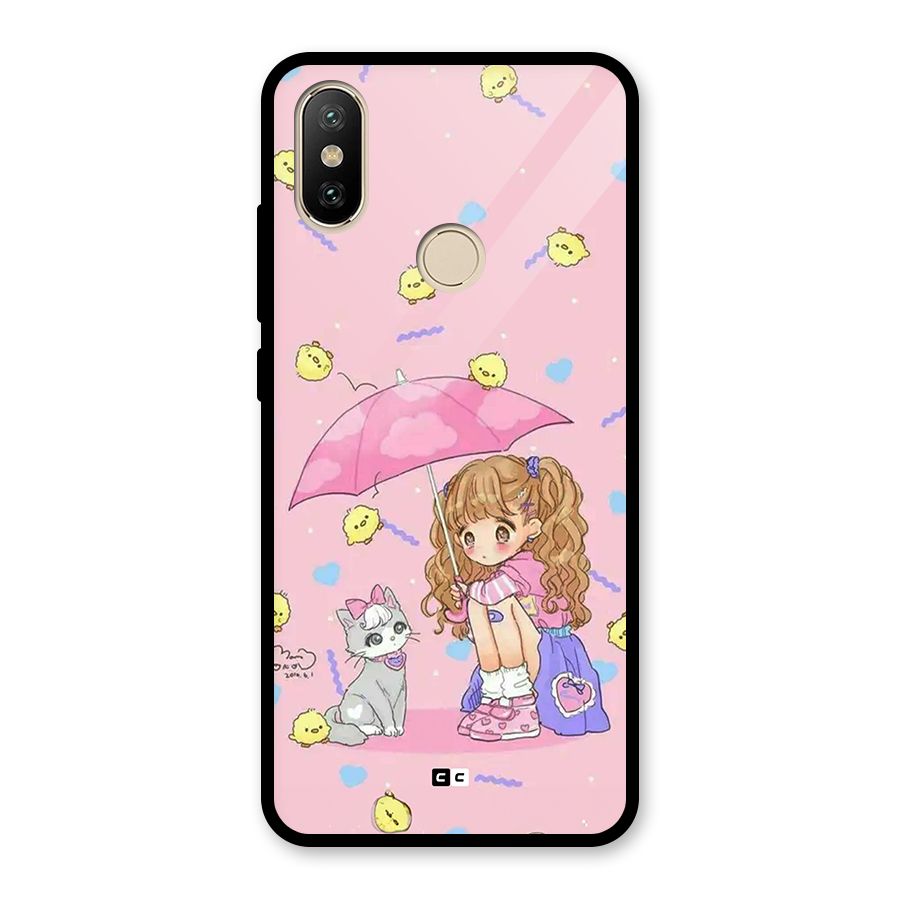 Girl With Cat Glass Back Case for Redmi A1