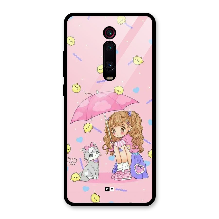 Girl With Cat Glass Back Case for Redmi K20