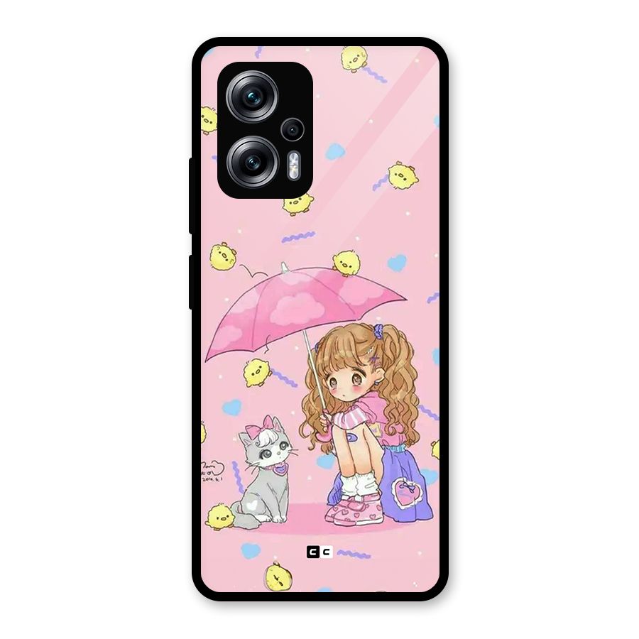 Girl With Cat Glass Back Case for Redmi K50i