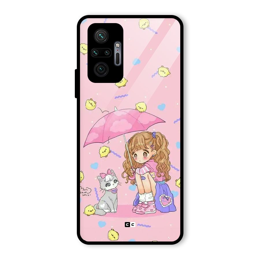 Girl With Cat Glass Back Case for Redmi Note 10 Pro Max