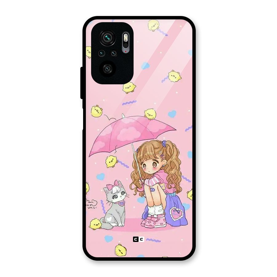 Girl With Cat Glass Back Case for Redmi Note 11 SE