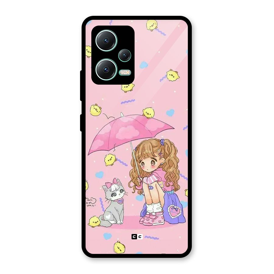 Girl With Cat Glass Back Case for Redmi Note 12 5G