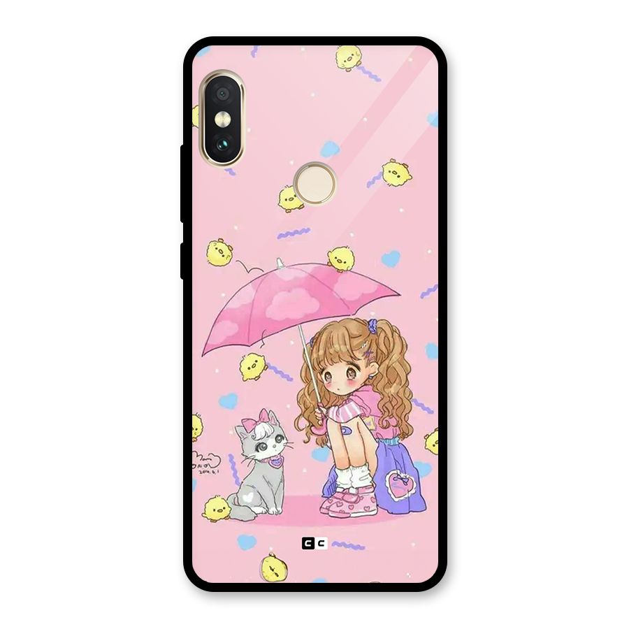 Girl With Cat Glass Back Case for Redmi Note 5 Pro