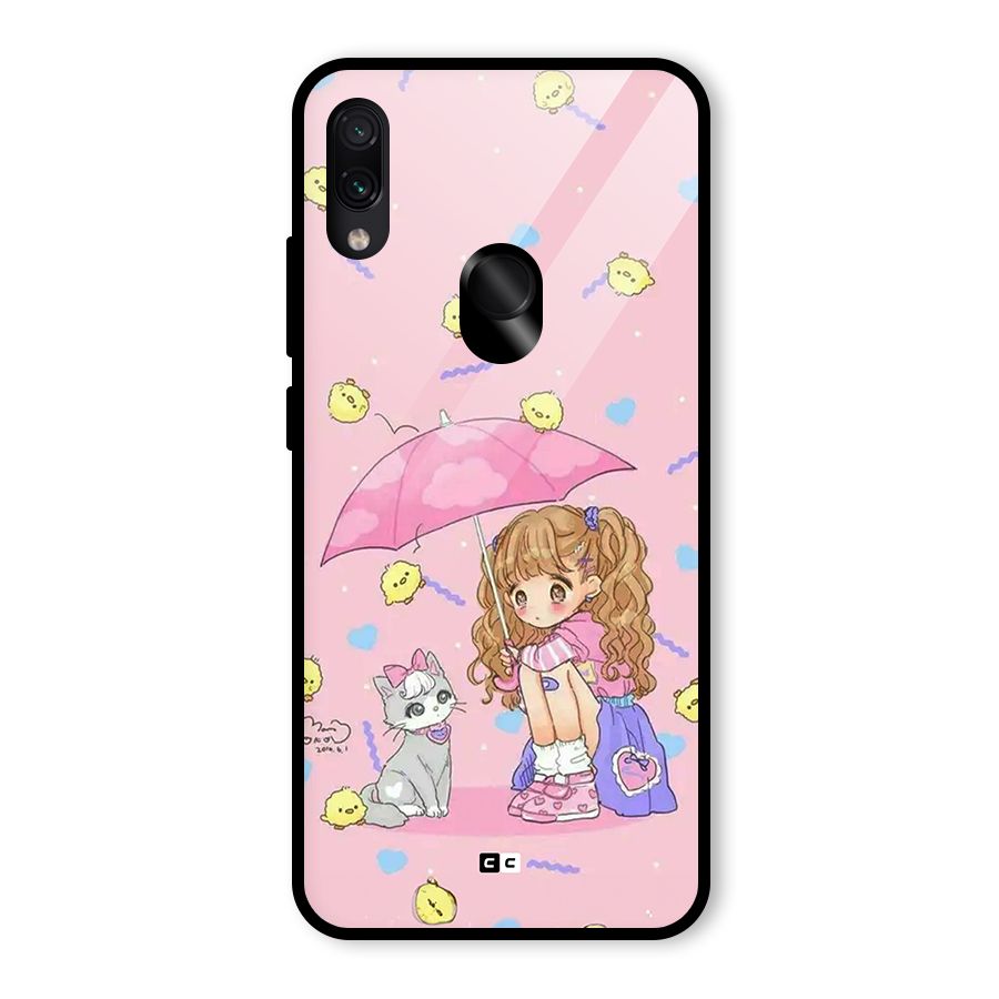 Girl With Cat Glass Back Case for Redmi Note 7 Pro