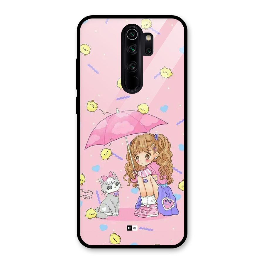 Girl With Cat Glass Back Case for Redmi Note 8 Pro