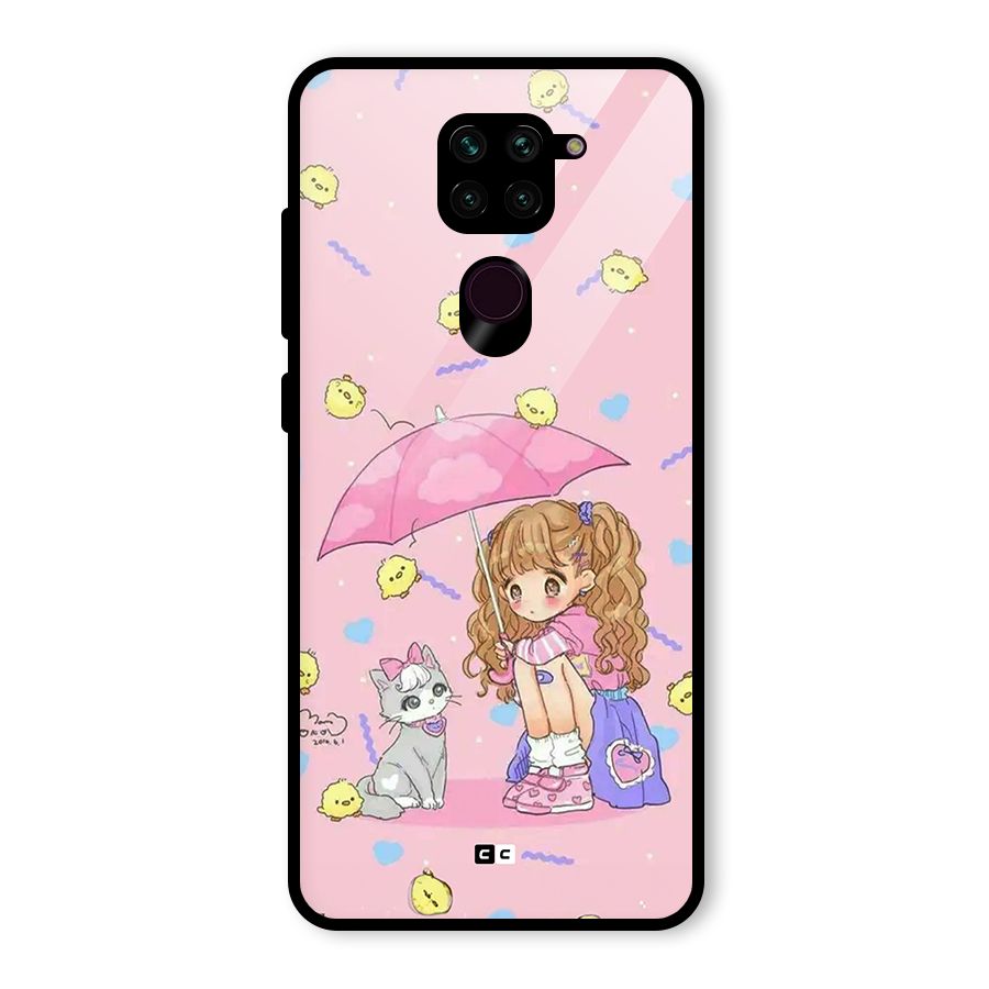 Girl With Cat Glass Back Case for Redmi Note 9