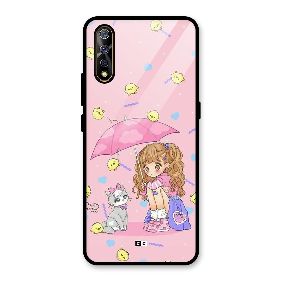 Girl With Cat Glass Back Case for Vivo S1