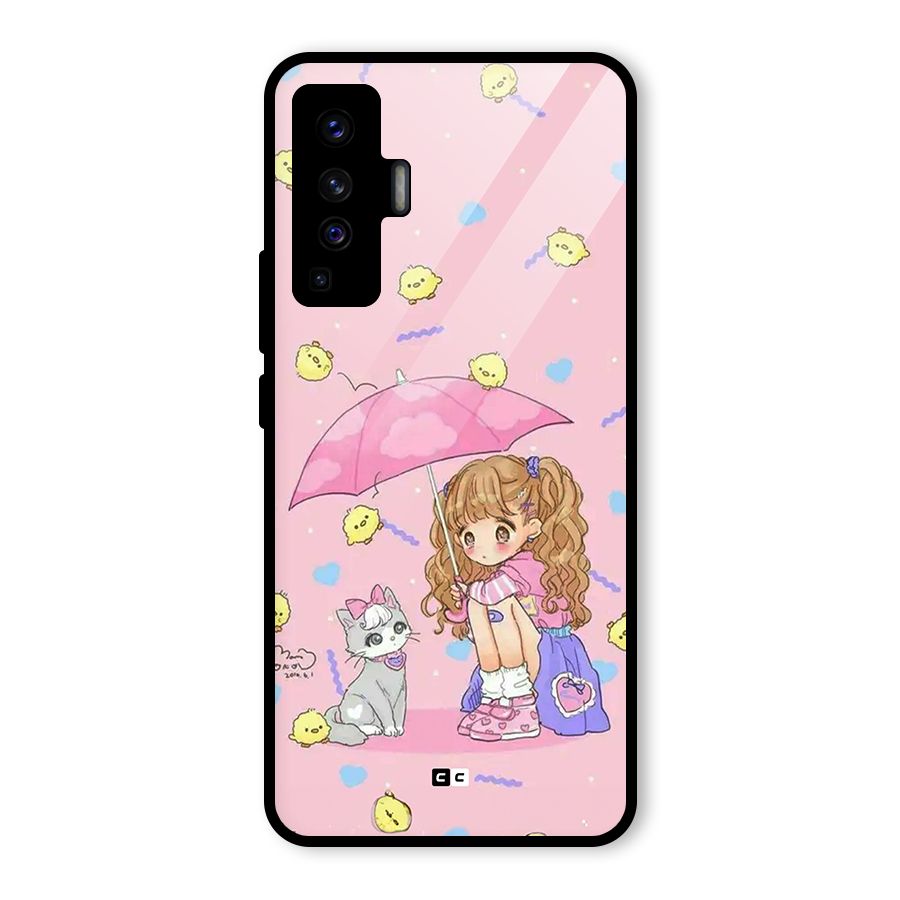 Girl With Cat Glass Back Case for Vivo X50