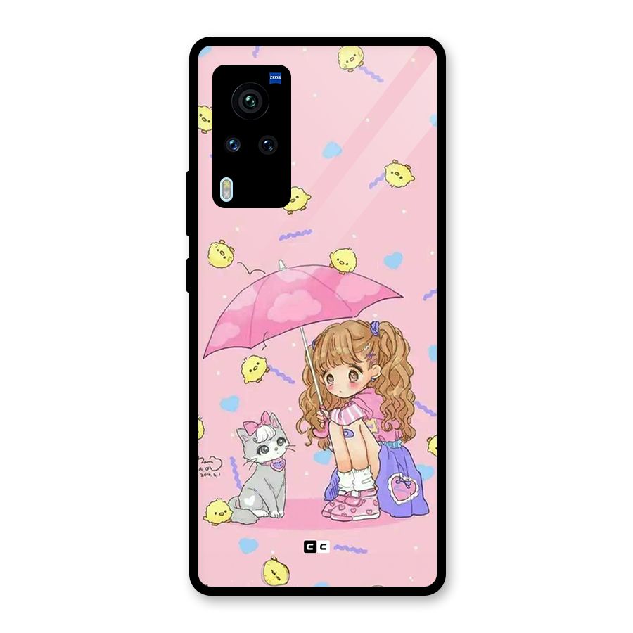 Girl With Cat Glass Back Case for Vivo X60 Pro