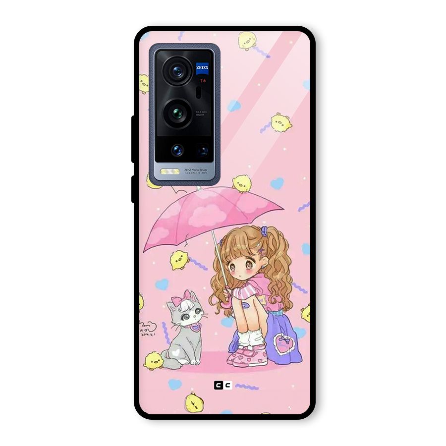 Girl With Cat Glass Back Case for Vivo X60 Pro Plus