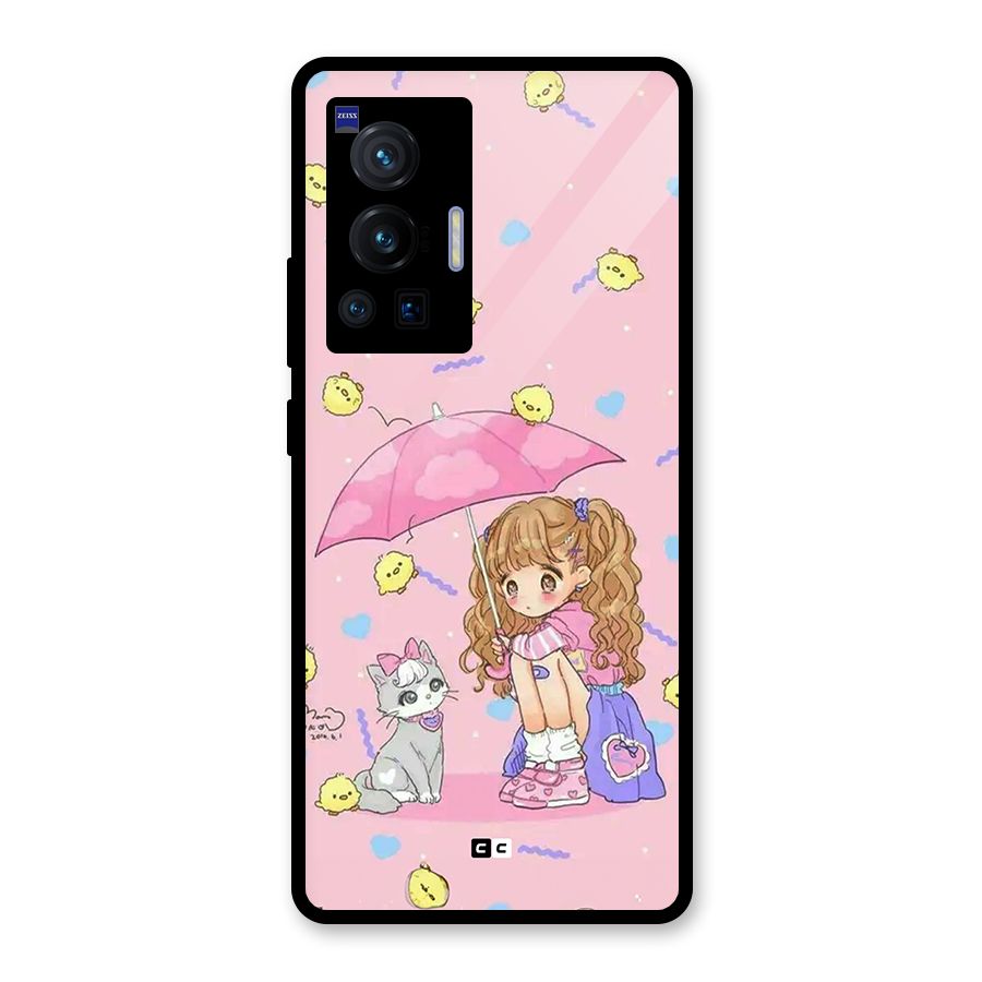 Girl With Cat Glass Back Case for Vivo X70 Pro