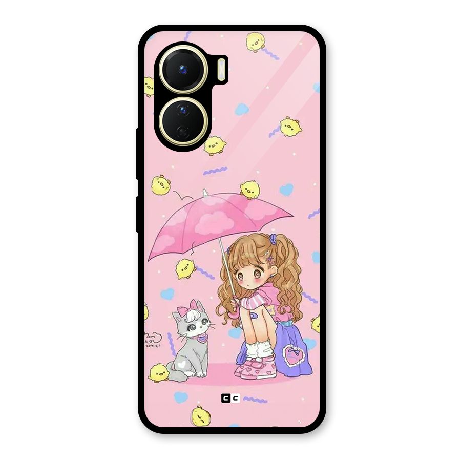 Girl With Cat Glass Back Case for Vivo Y16