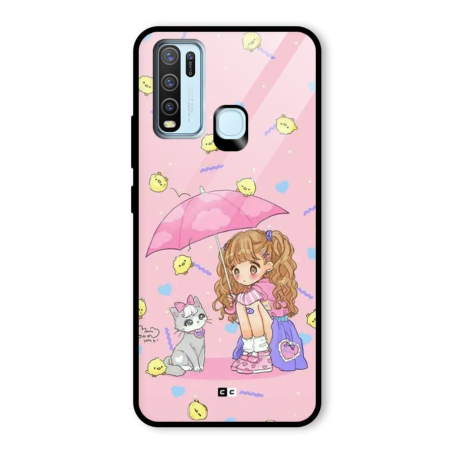 Girl With Cat Glass Back Case for Vivo Y30