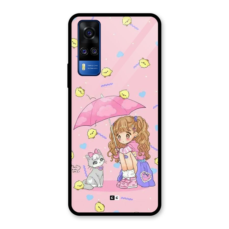 Girl With Cat Glass Back Case for Vivo Y31