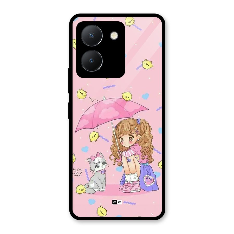 Girl With Cat Glass Back Case for Vivo Y36