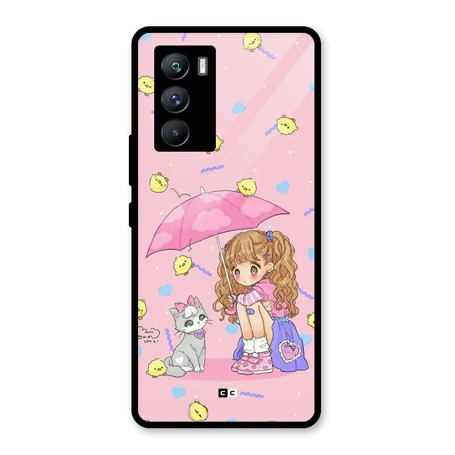 Girl With Cat Glass Back Case for Vivo iQOO 9 SE