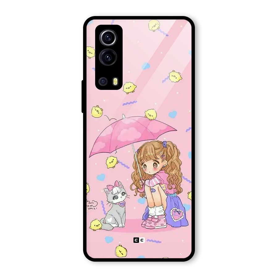 Girl With Cat Glass Back Case for Vivo iQOO Z3