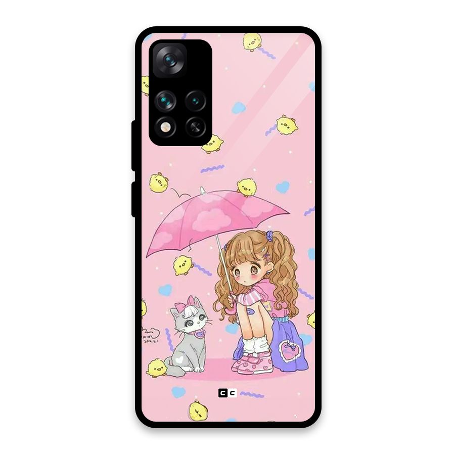 Girl With Cat Glass Back Case for Xiaomi 11i HyperCharge 5G