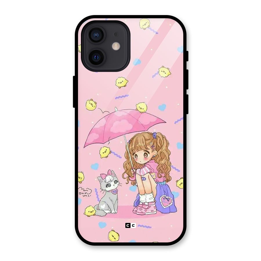 Girl With Cat Glass Back Case for iPhone 12