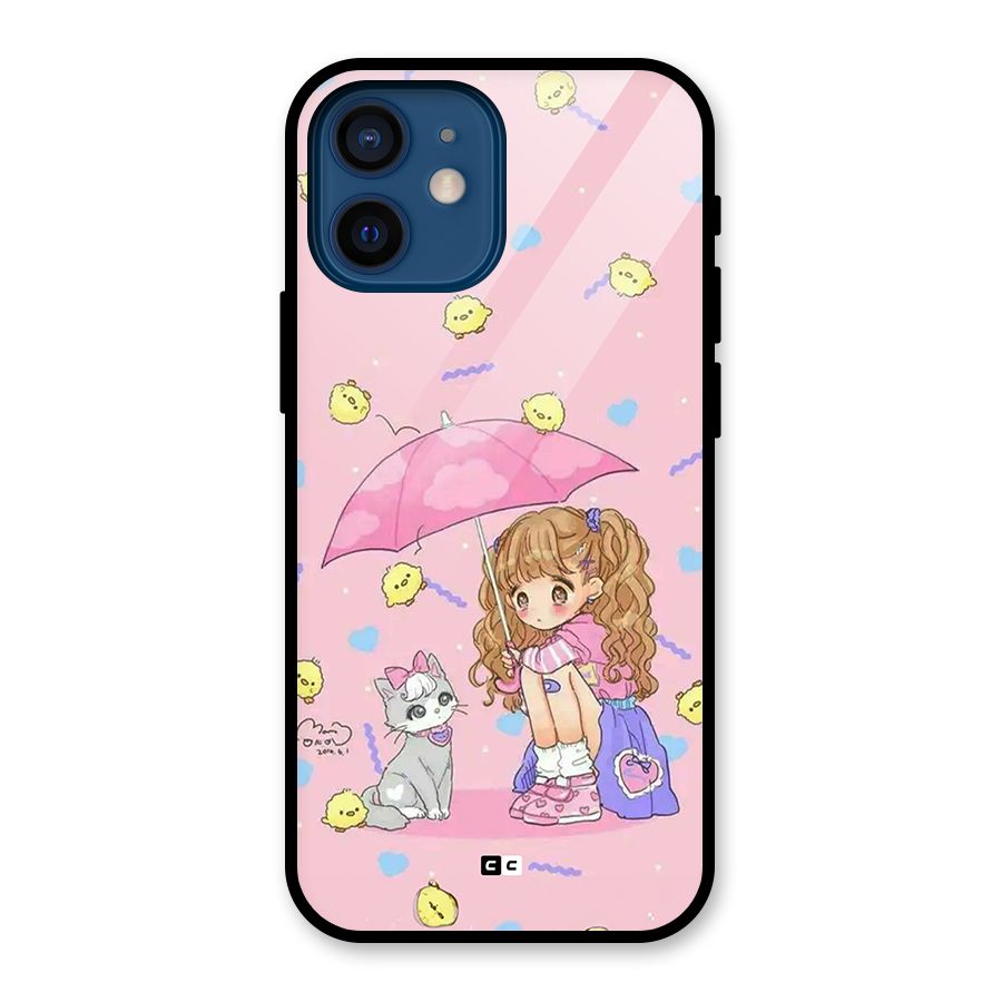 Girl With Cat Glass Back Case for iPhone 12 Mini