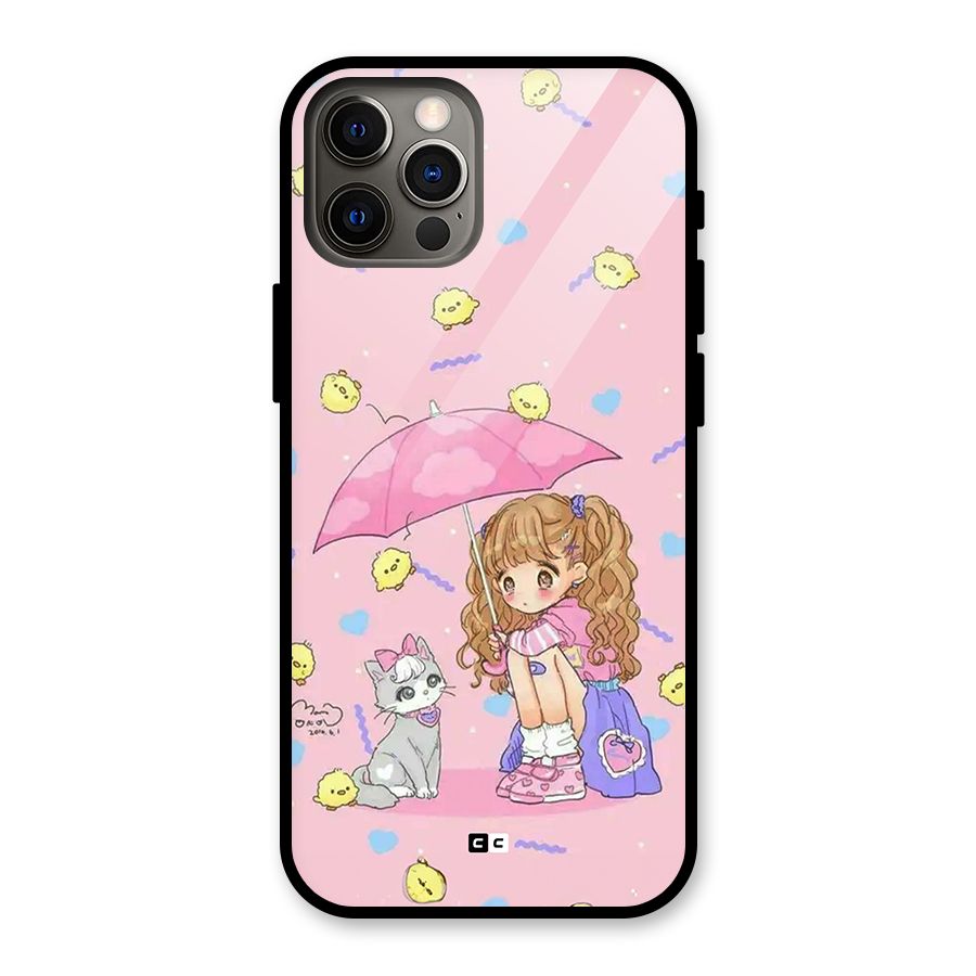 Girl With Cat Glass Back Case for iPhone 12 Pro