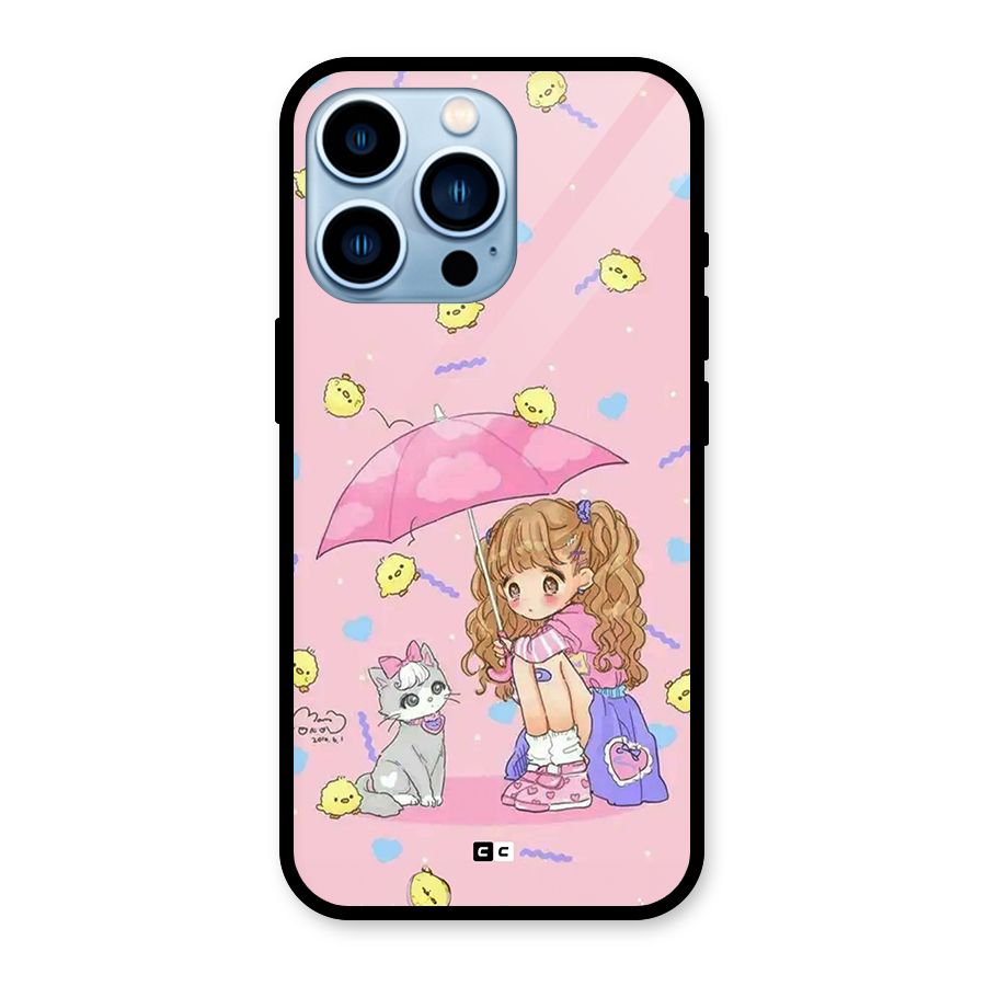 Girl With Cat Glass Back Case for iPhone 13 Pro