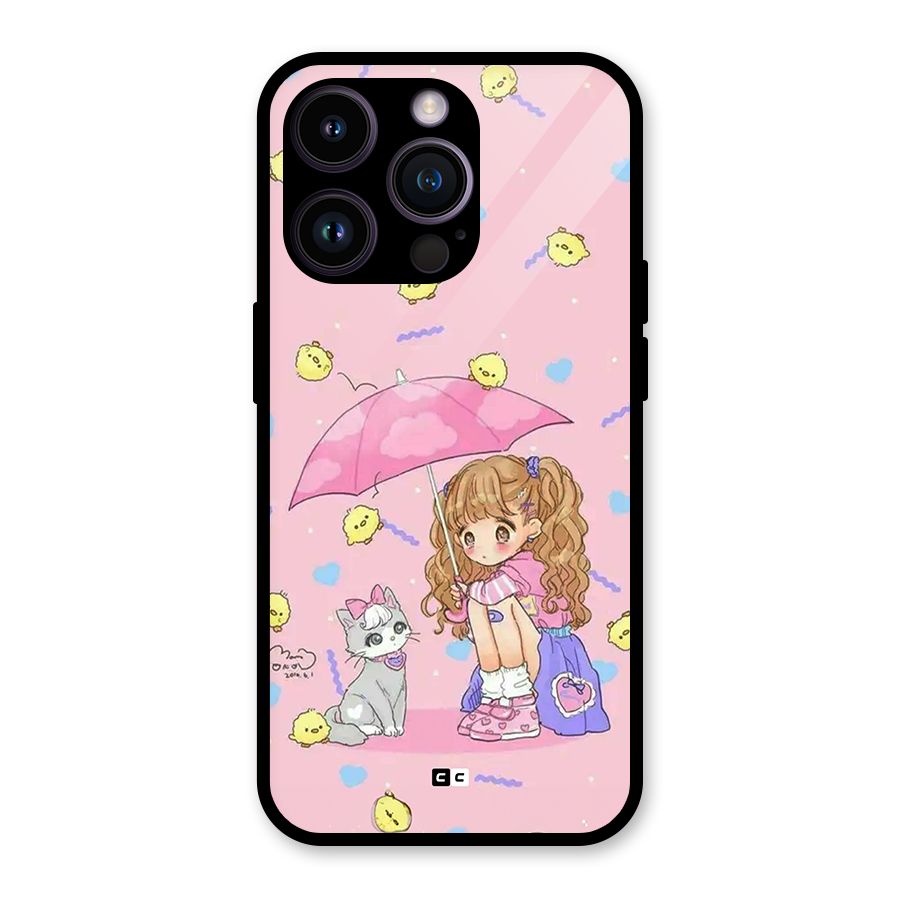 Girl With Cat Glass Back Case for iPhone 14 Pro
