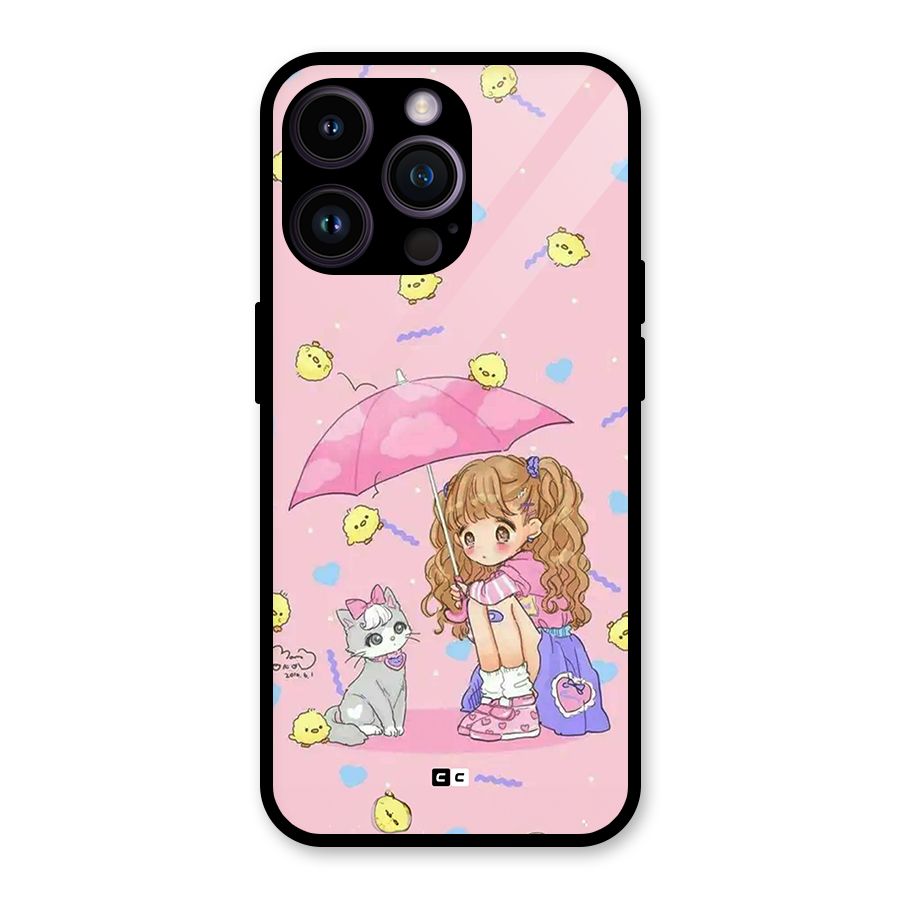 Girl With Cat Glass Back Case for iPhone 14 Pro Max