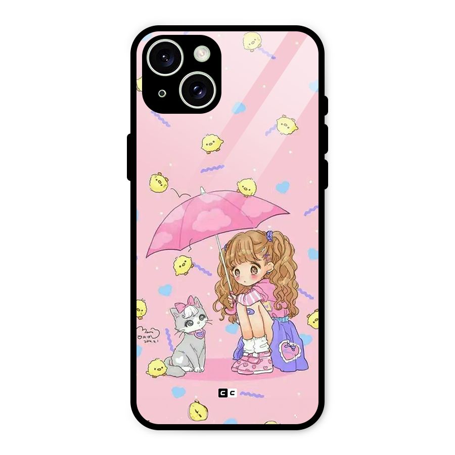 Girl With Cat Glass Back Case for iPhone 15 Plus