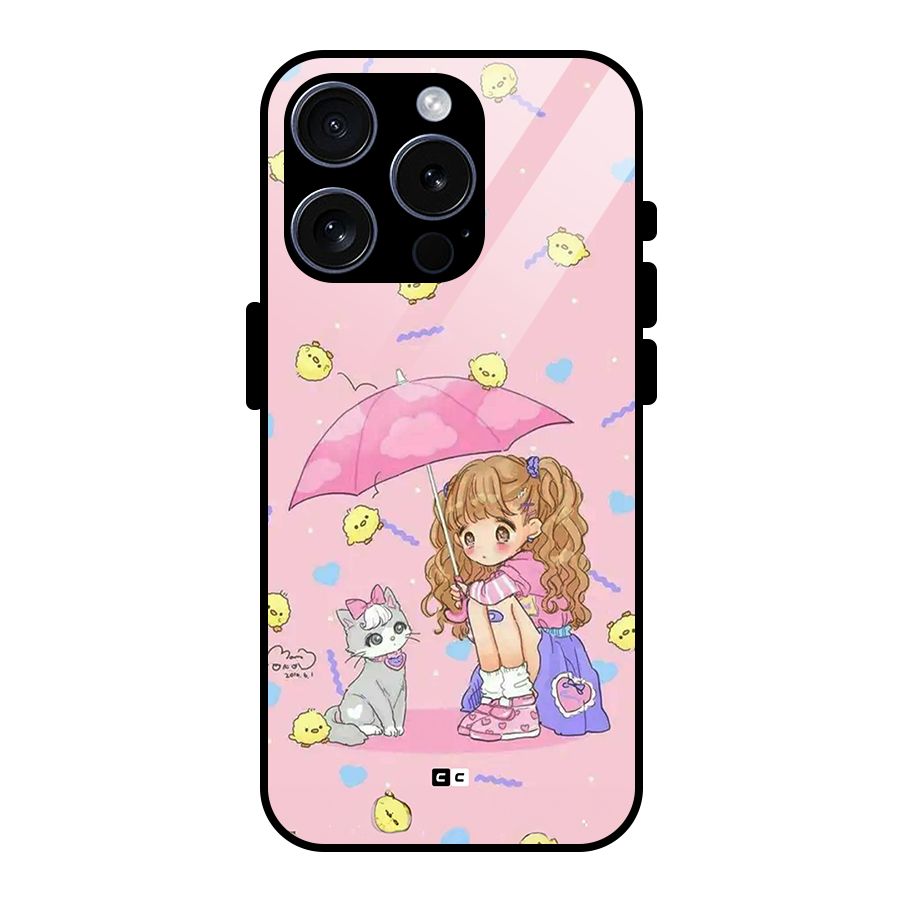 Girl With Cat Glass Back Case for iPhone 15 Pro