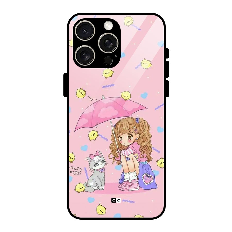 Girl With Cat Glass Back Case for iPhone 15 Pro Max
