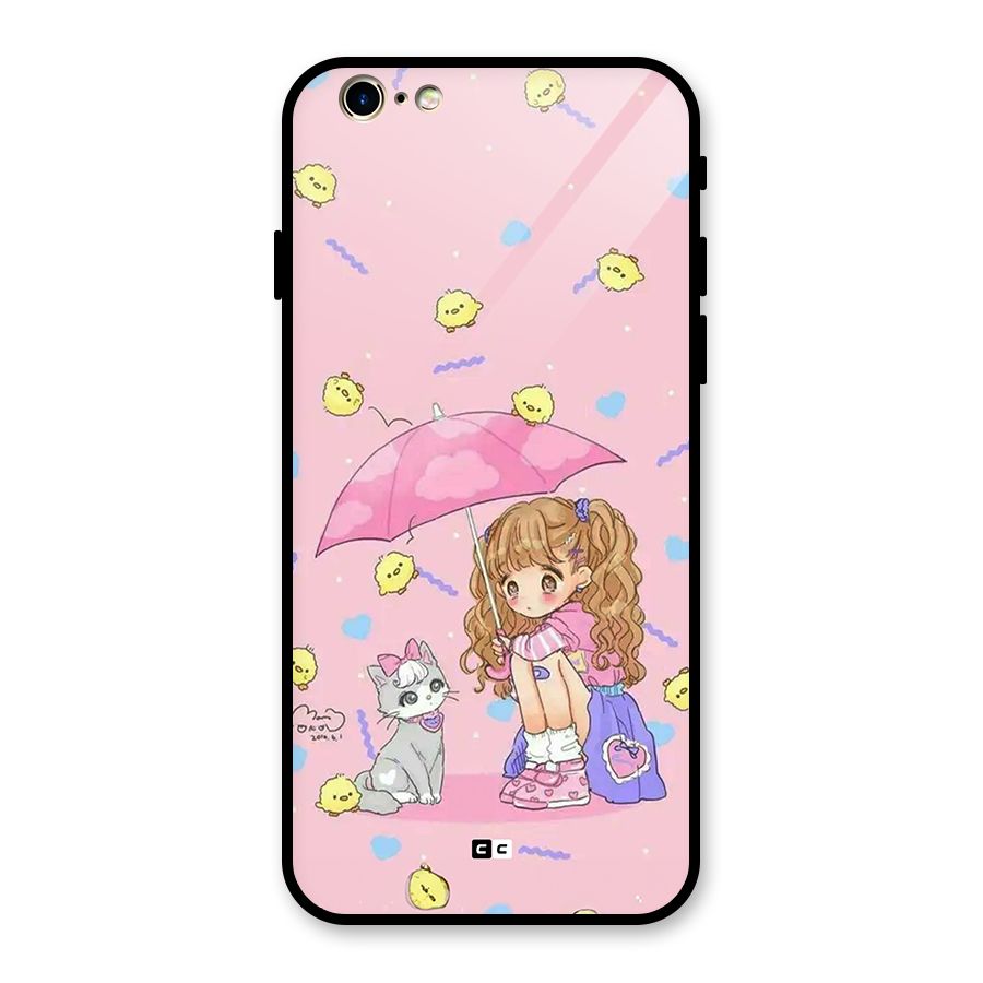 Girl With Cat Glass Back Case for iPhone 6 6S