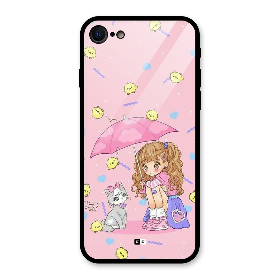 Girl With Cat Glass Back Case for iPhone 7