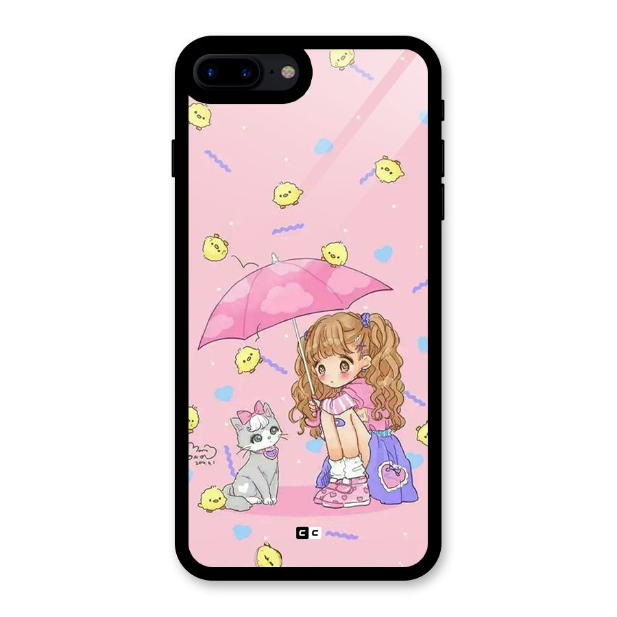 Girl With Cat Glass Back Case for iPhone 7 Plus