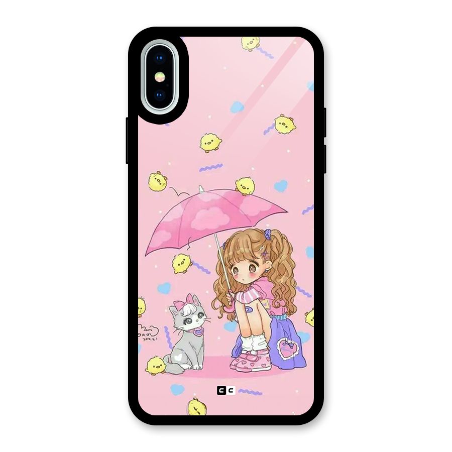 Girl With Cat Glass Back Case for iPhone XS