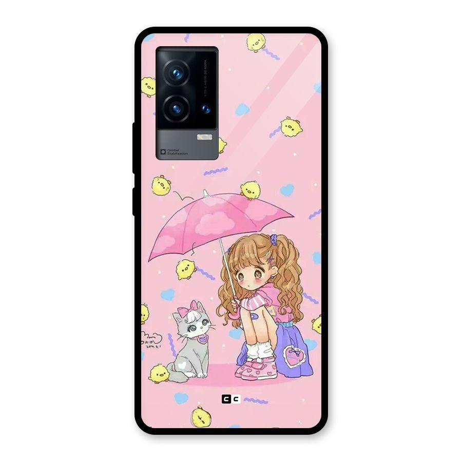 Girl With Cat Glass Back Case for iQOO 9 5G