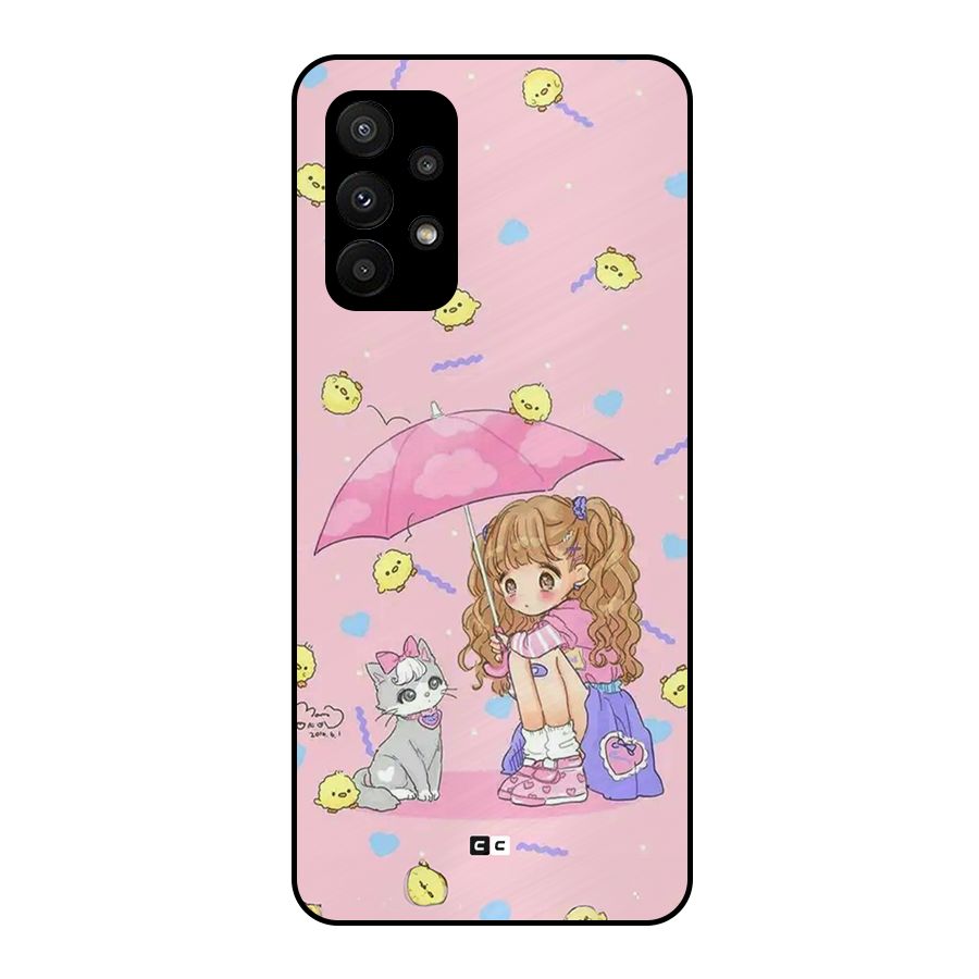 Girl With Cat Metal Back Case for Galaxy A23