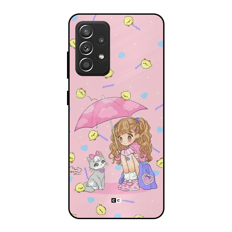 Girl With Cat Metal Back Case for Galaxy A52s 5G