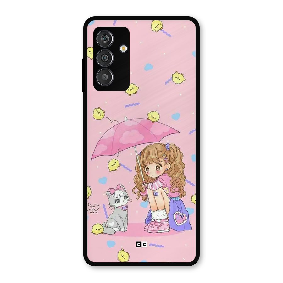 Girl With Cat Metal Back Case for Galaxy F13