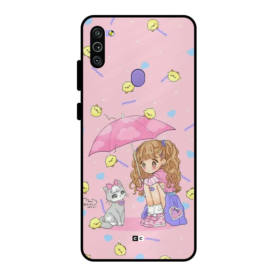 Girl With Cat Metal Back Case for Galaxy M11