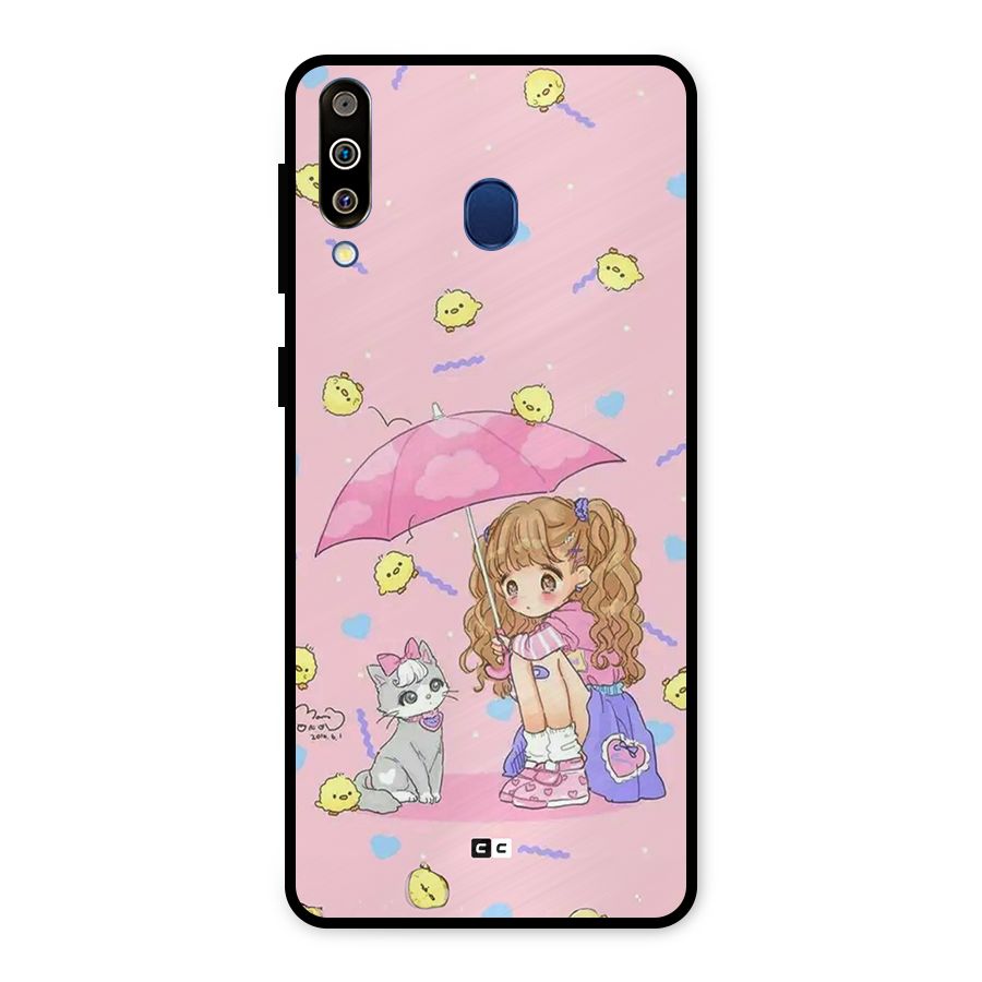 Girl With Cat Metal Back Case for Galaxy M30
